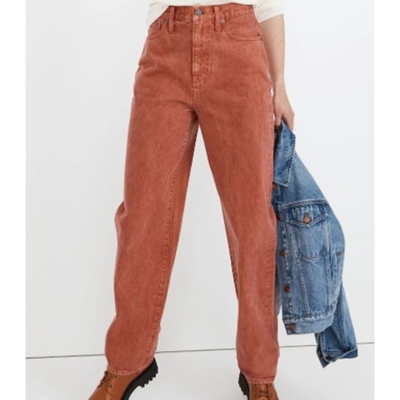 Madewell Denim - Madewell Baggy Straight Jeans Garment-Dyed Edition 27 Weathered Brick Rigid